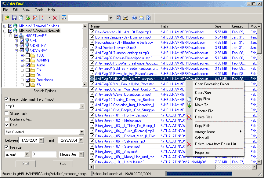 Screenshot of LAN Find